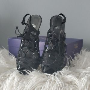 Stuart Weitzman Tigress Black Patent Sandal